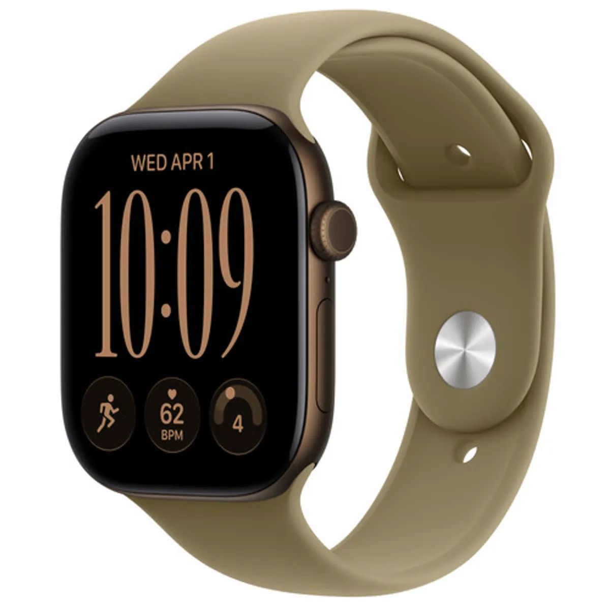 Apple Watch Series 12 46mm Donkerbrons Sportband M/L