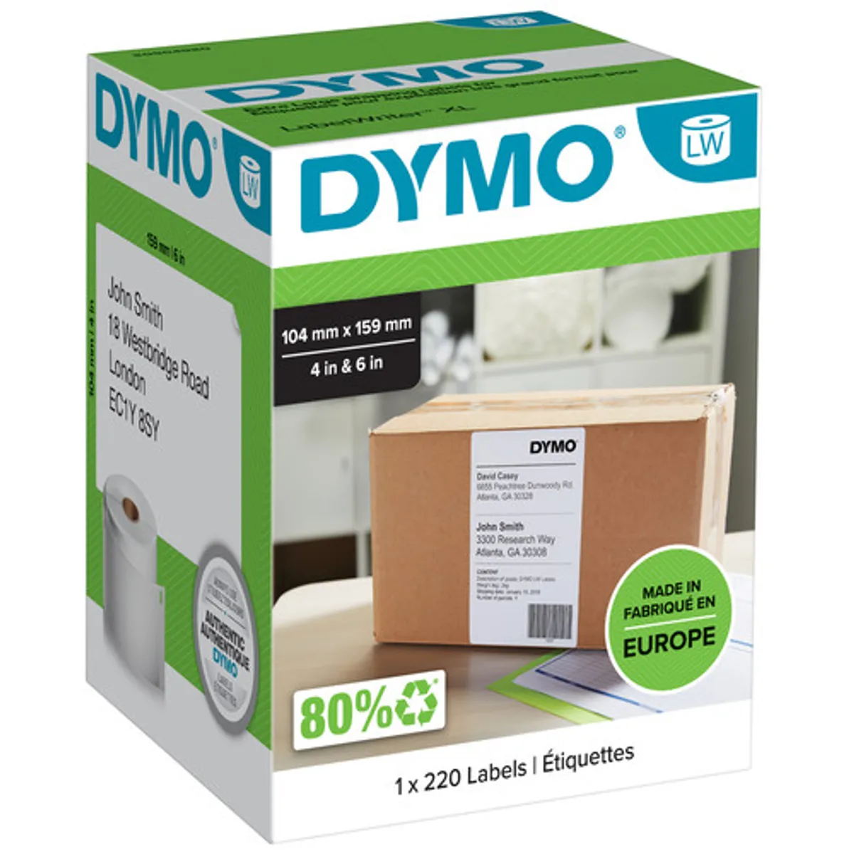DYMO LabelWriter Extra Grote Etiketten 104 x 159 mm 220 stuks