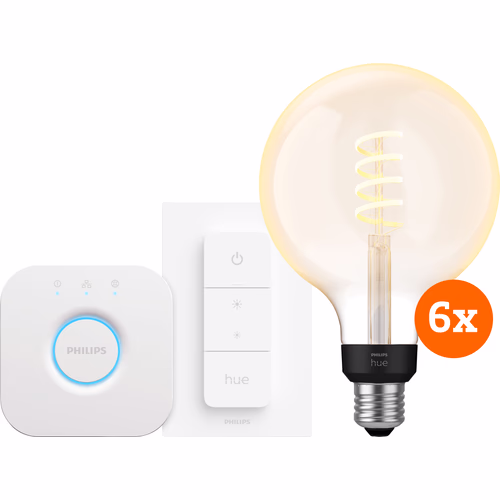 Philips Hue Filament White Ambiance Globe XL 6-Pack Startpakket