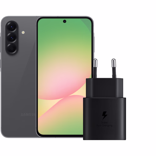 Samsung Galaxy A56 128GB Zwart 5G + Samsung Oplader 25 Watt Zwart