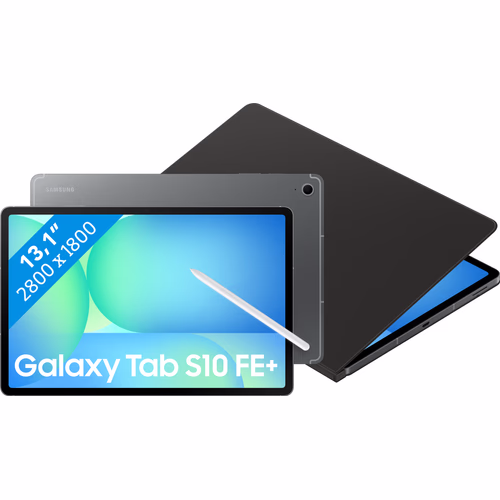 Samsung Galaxy Tab S10 FE Plus 13,1 inch 256GB Wifi Grijs + BlueBuilt Book Case Zwart