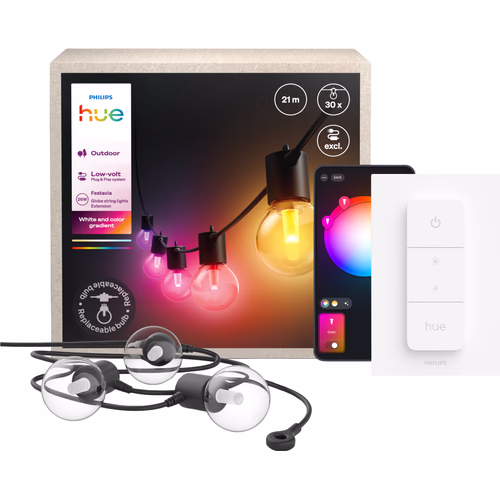 Philips Hue Festavia Outdoor Lichtslinger - 21 meter - Uitbreiding + Dimmer