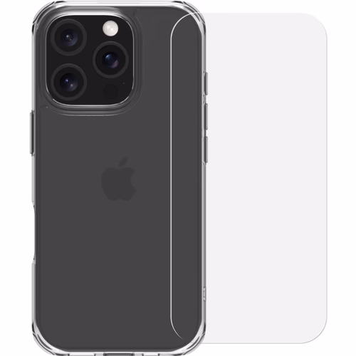 BlueBuilt Protective Back Cover iPhone 16 Pro Transparant + Screenprotector Glas