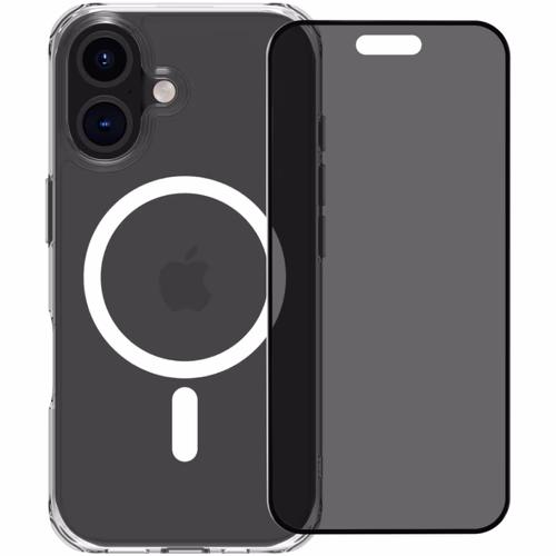 BlueBuilt Protective Cover met MagSafe iPhone 16 Transparant + Privacy Screenprotector