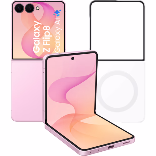 Samsung Galaxy Z Flip 8 512GB Roze 5G + Samsung Back Cover met Magneet Transparant