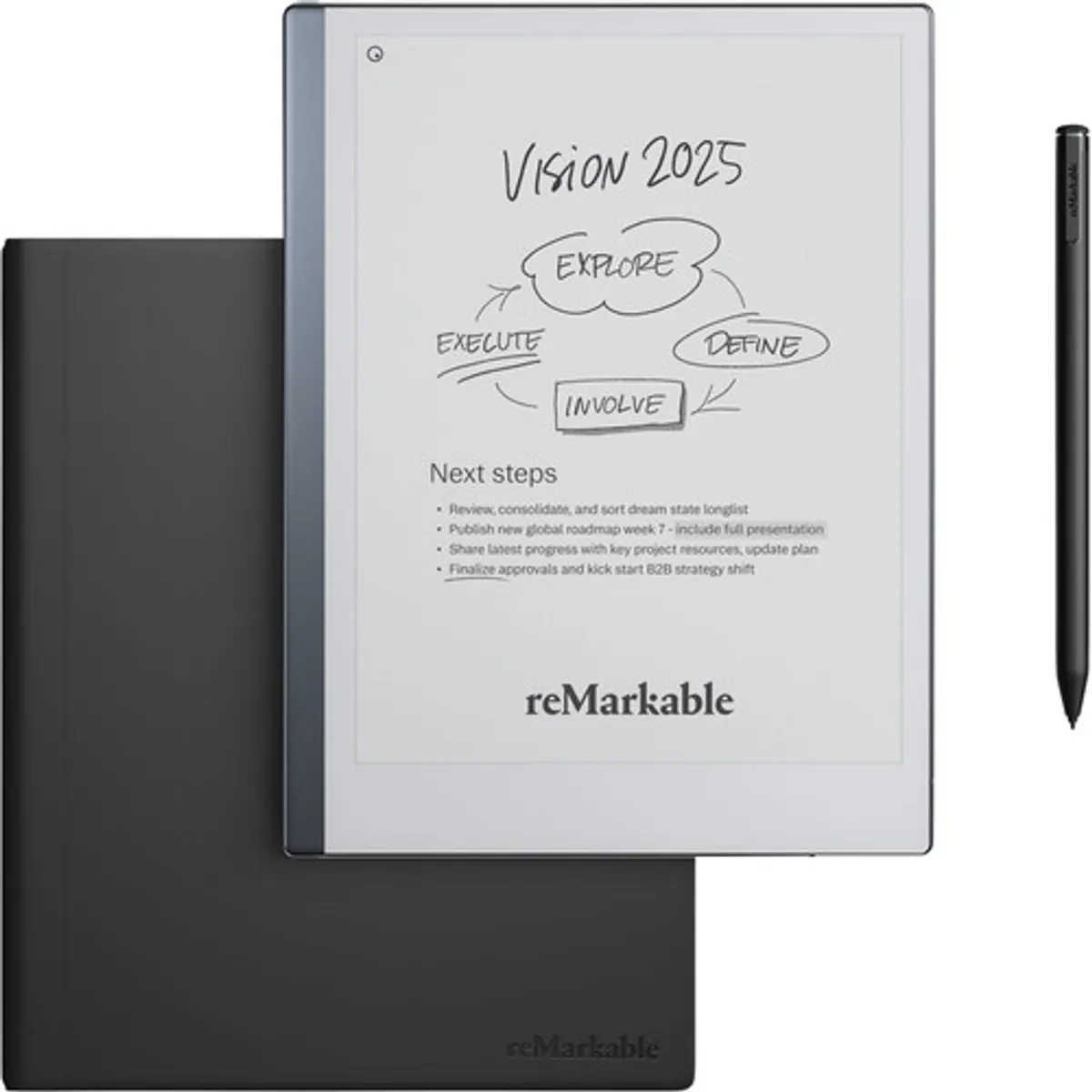 reMarkable 2 met Leren Book Case Leer Zwart