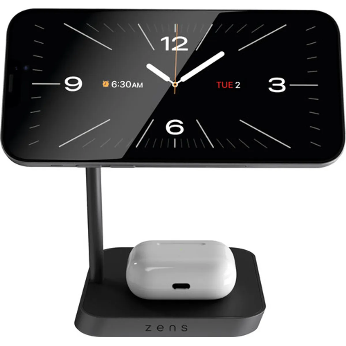 Zens 2-in-1 MagSafe en Qi2 Draadloze Oplader 15W met Standaard Zwart