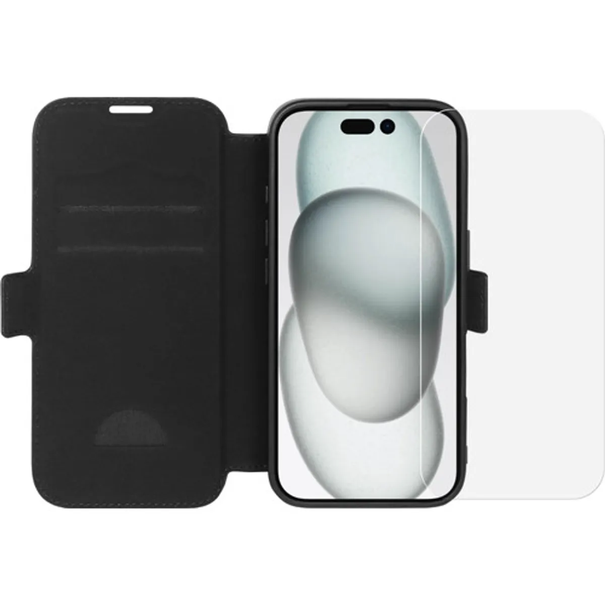 BlueBuilt Apple iPhone 16 Book Case Leer Zwart + Screenprotector Glas