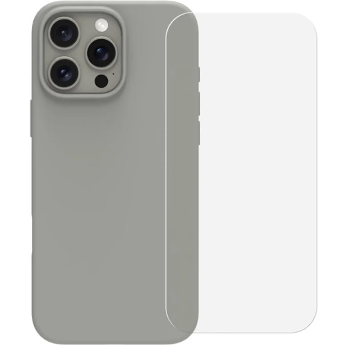 BlueBuilt Back Cover iPhone 16 Pro Max Grijs + Screenprotector Glas