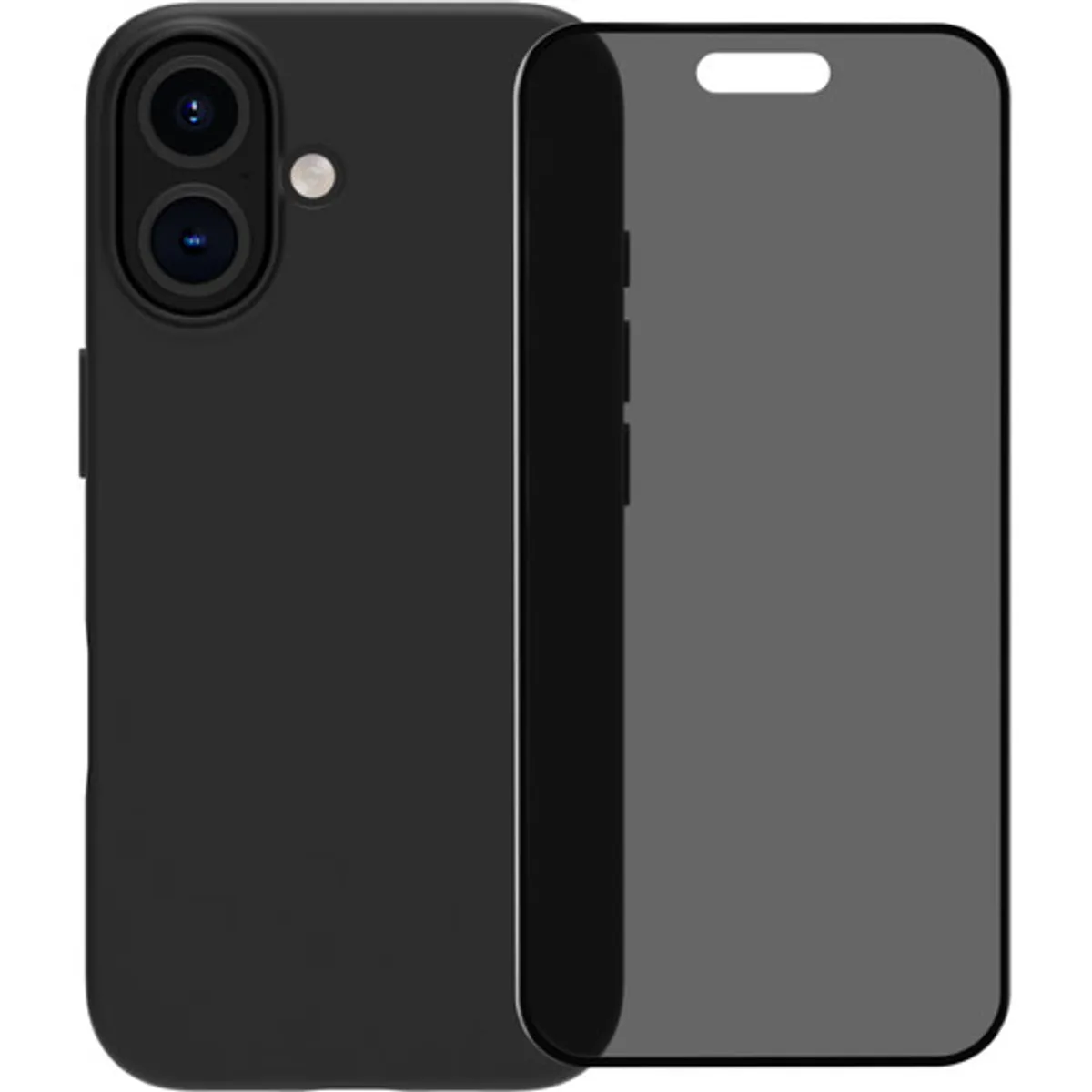 BlueBuilt Back Cover iPhone 16 Zwart + Privacy Filter Screenprotector Glas