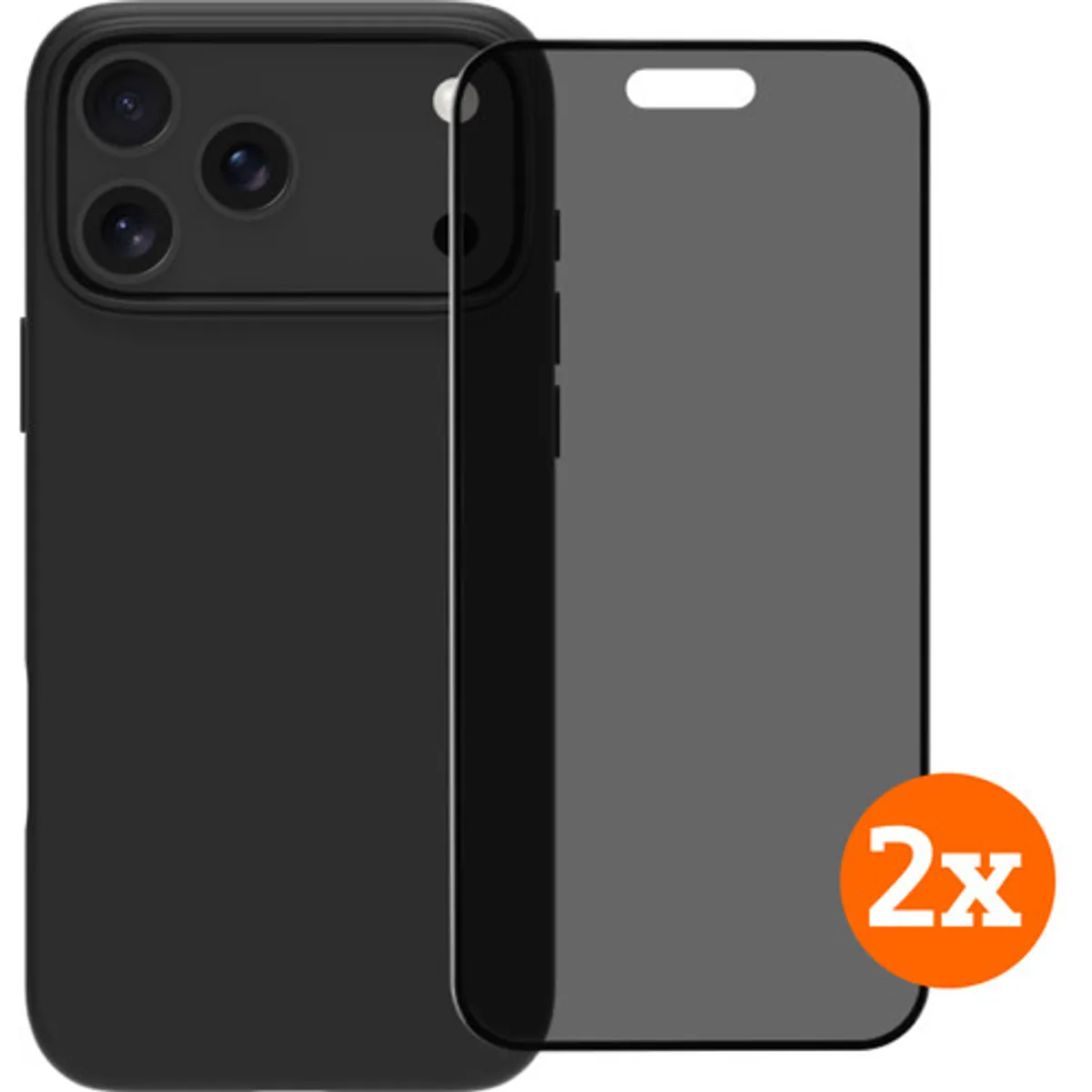 BlueBuilt Back Cover iPhone 17 Pro Max Zwart + Privacy Filter Screenprotector Duo Pack