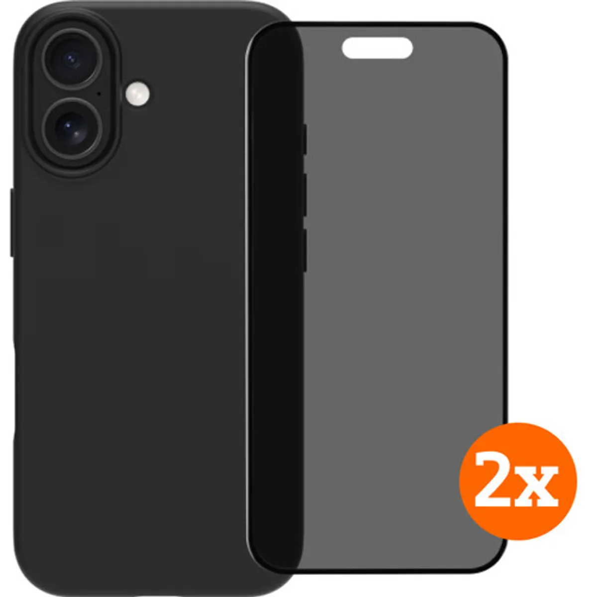BlueBuilt Back Cover iPhone 17 Zwart + Privacy Filter Screenprotector Duo Pack
