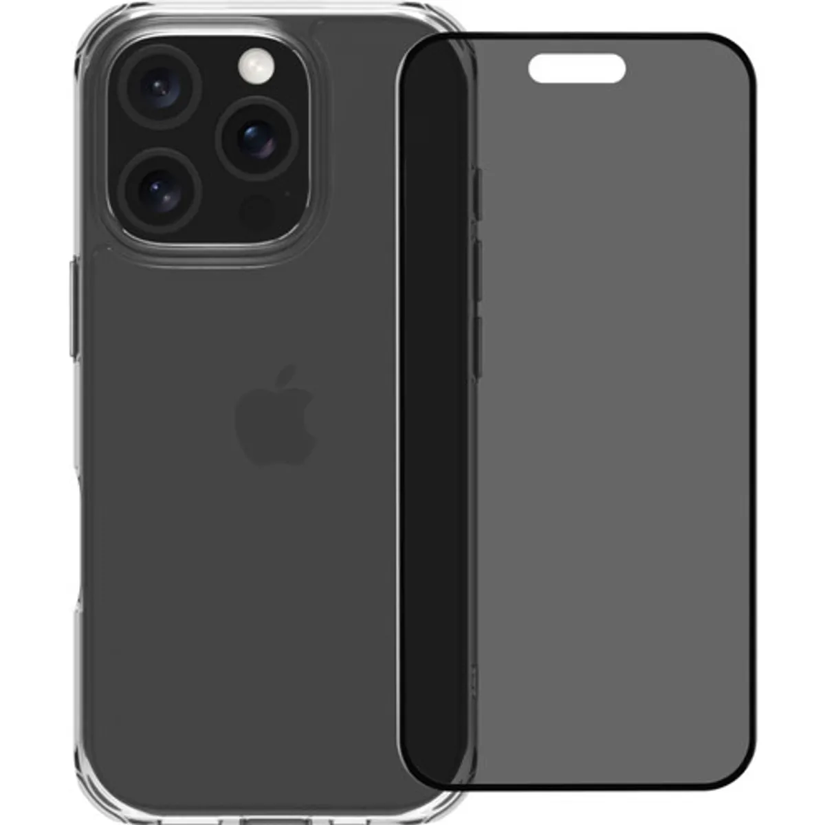 BlueBuilt Protective Back Cover iPhone 16 Pro Transparant + Privacy Screenprotector Glas