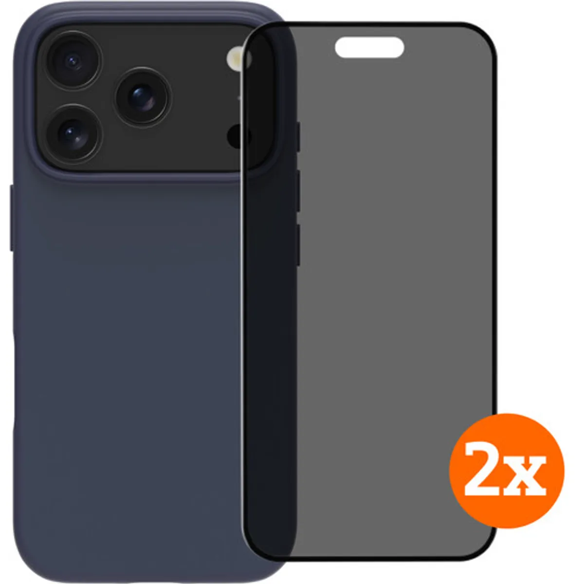 BlueBuilt Protective Cover MagSafe iPhone 17 Pro Blue + Privacy Screenprotector Duo Pack