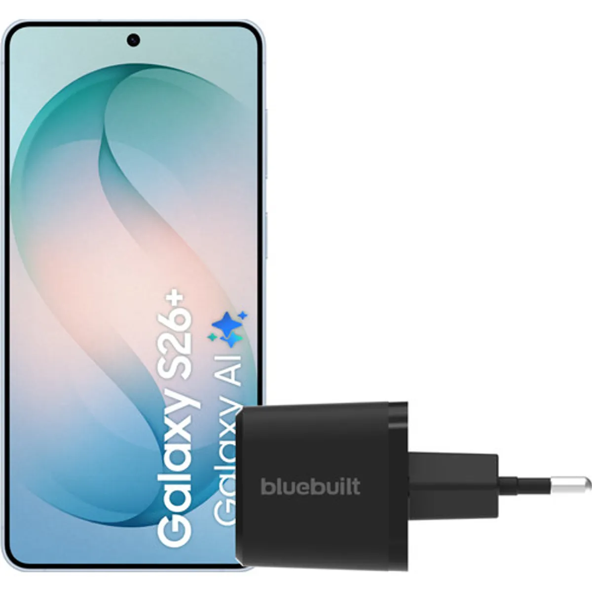 Samsung Galaxy S26 Plus 256GB Lichtblauw 5G + BlueBuilt Oplader 45 Watt Zwart