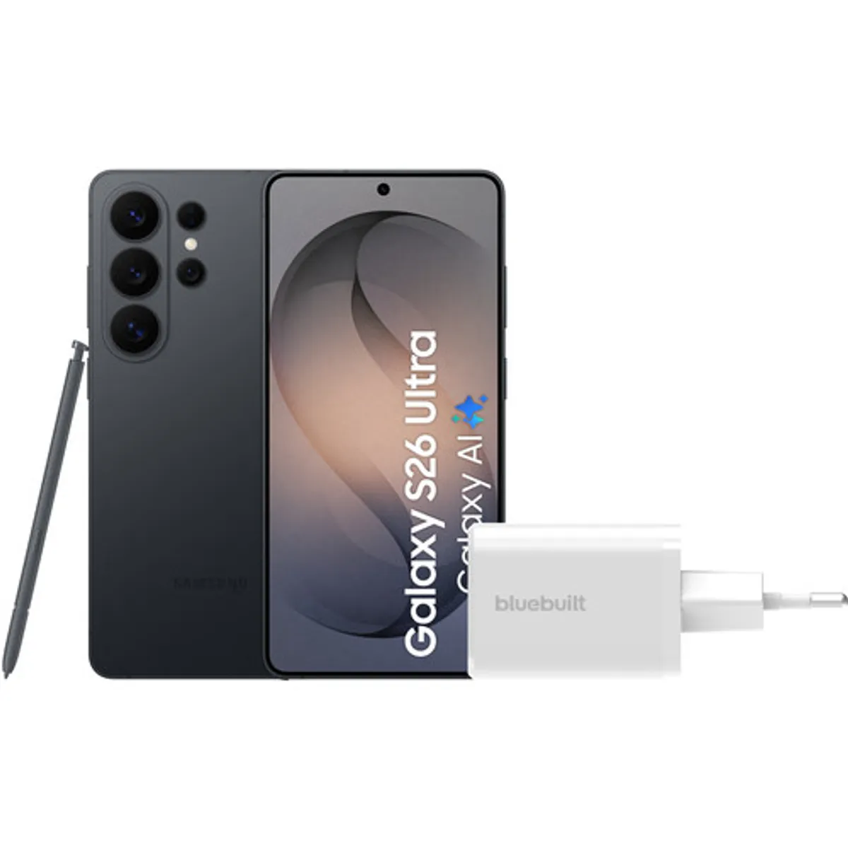 Samsung Galaxy S26 Ultra 256GB Zwart 5G + BlueBuilt Oplader 65 Watt Wit