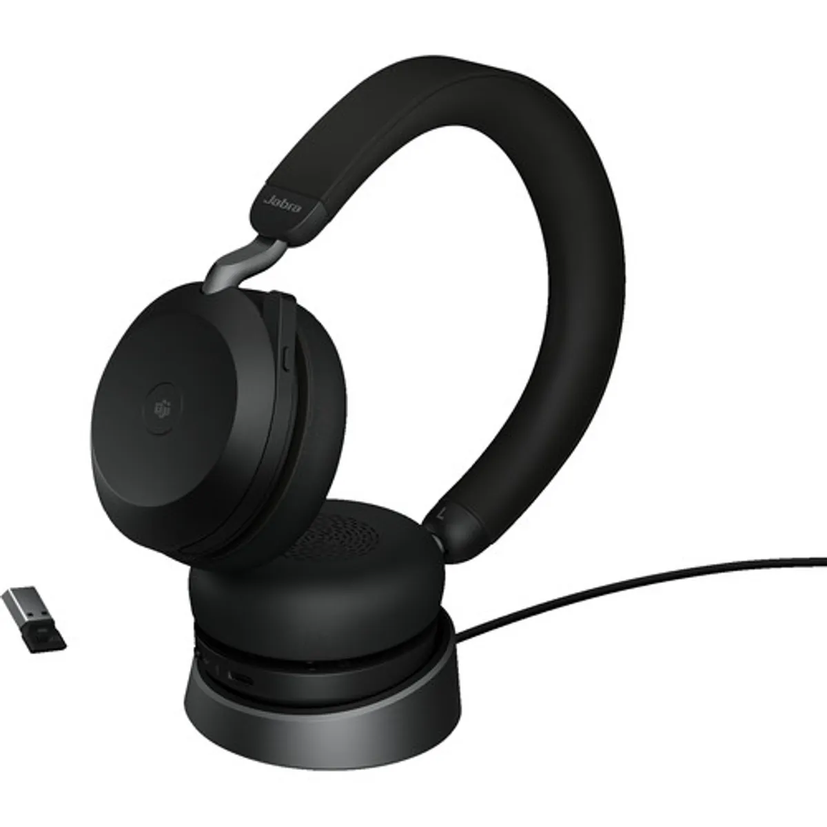 Jabra Evolve2 USB A MS TEAMS 75 Draadloze Office Headset met oplaadstandaard Zwart