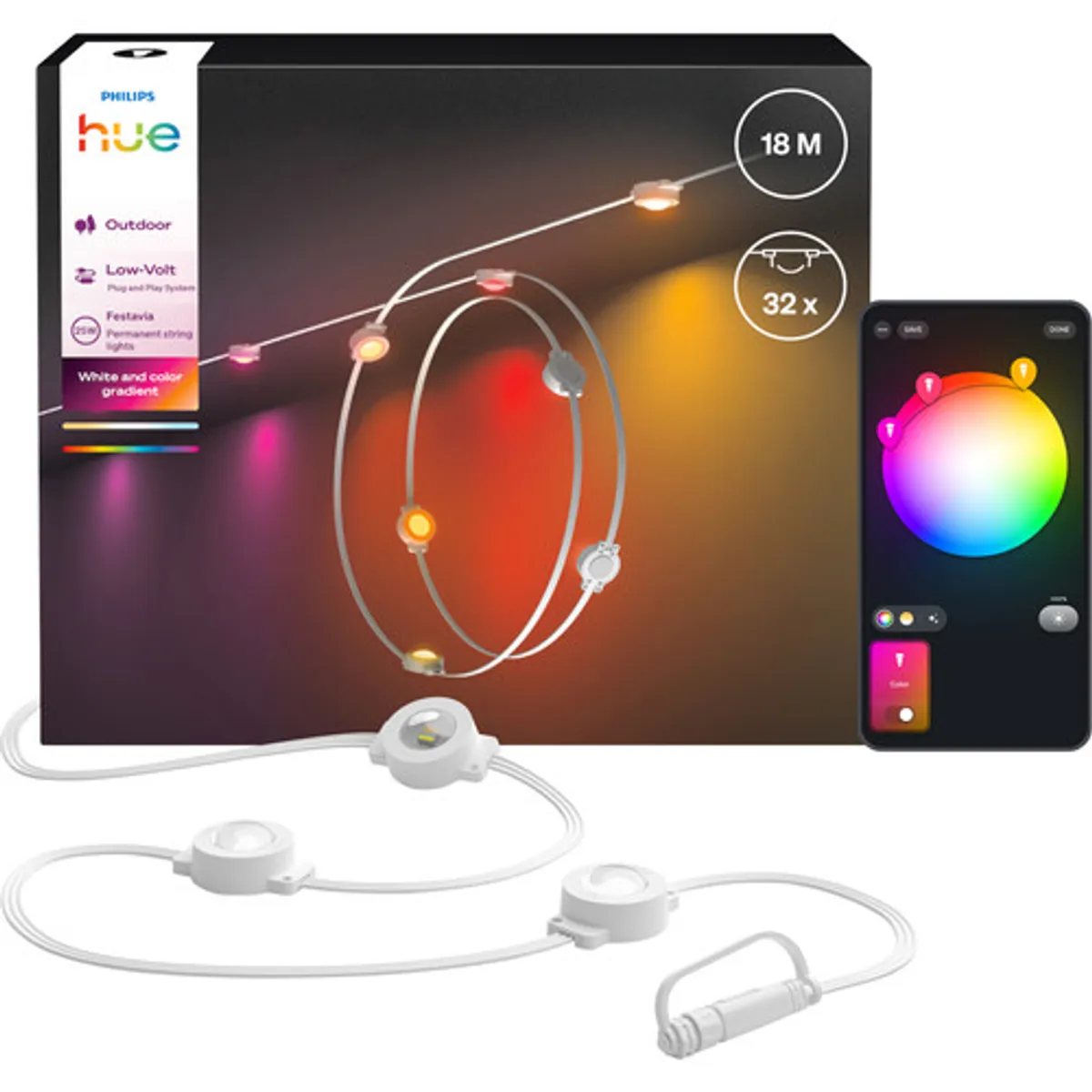 Philips Hue Ambiance Festavia Permanent Lichtslinger 18 meter