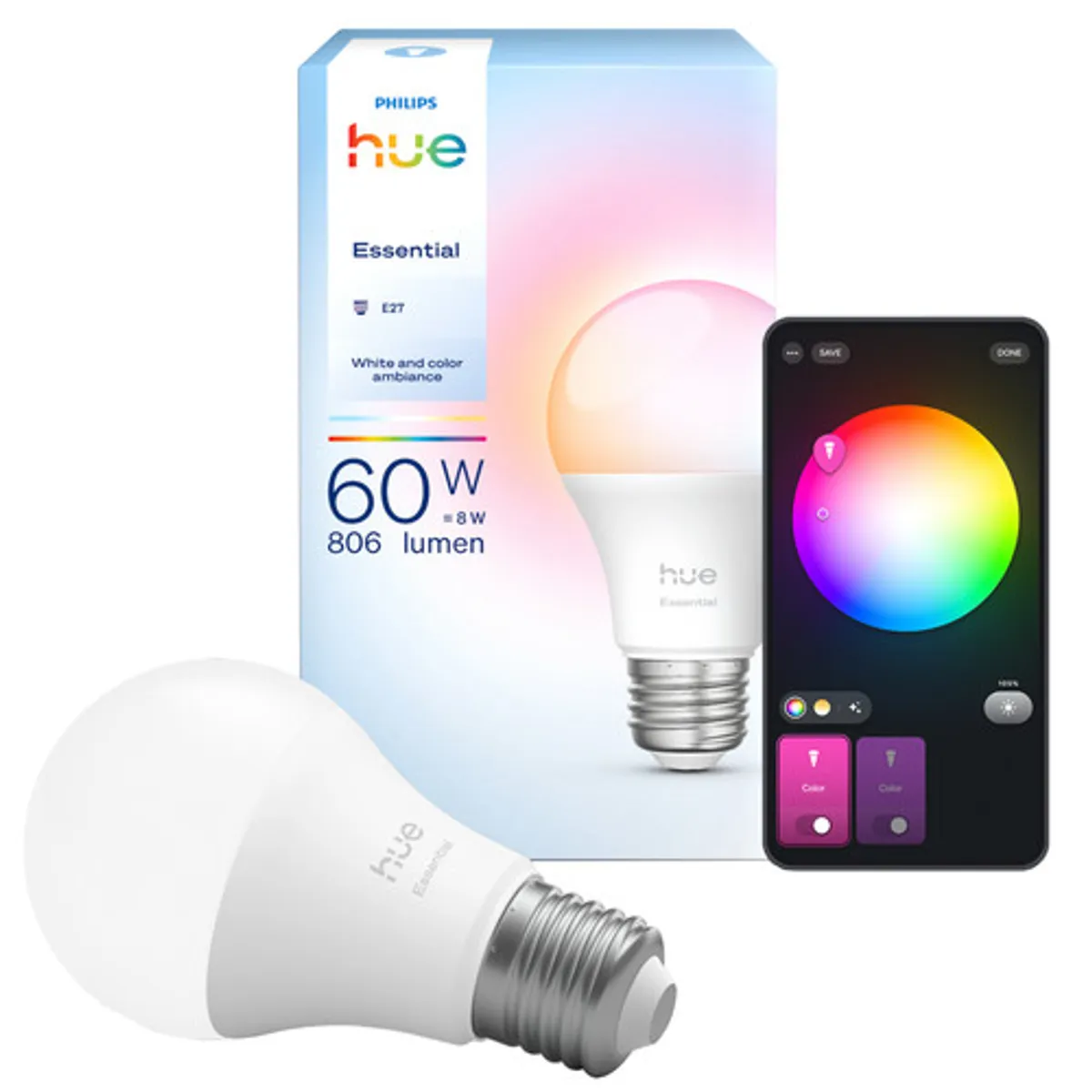 Philips Hue Essential A60 White and Color E27