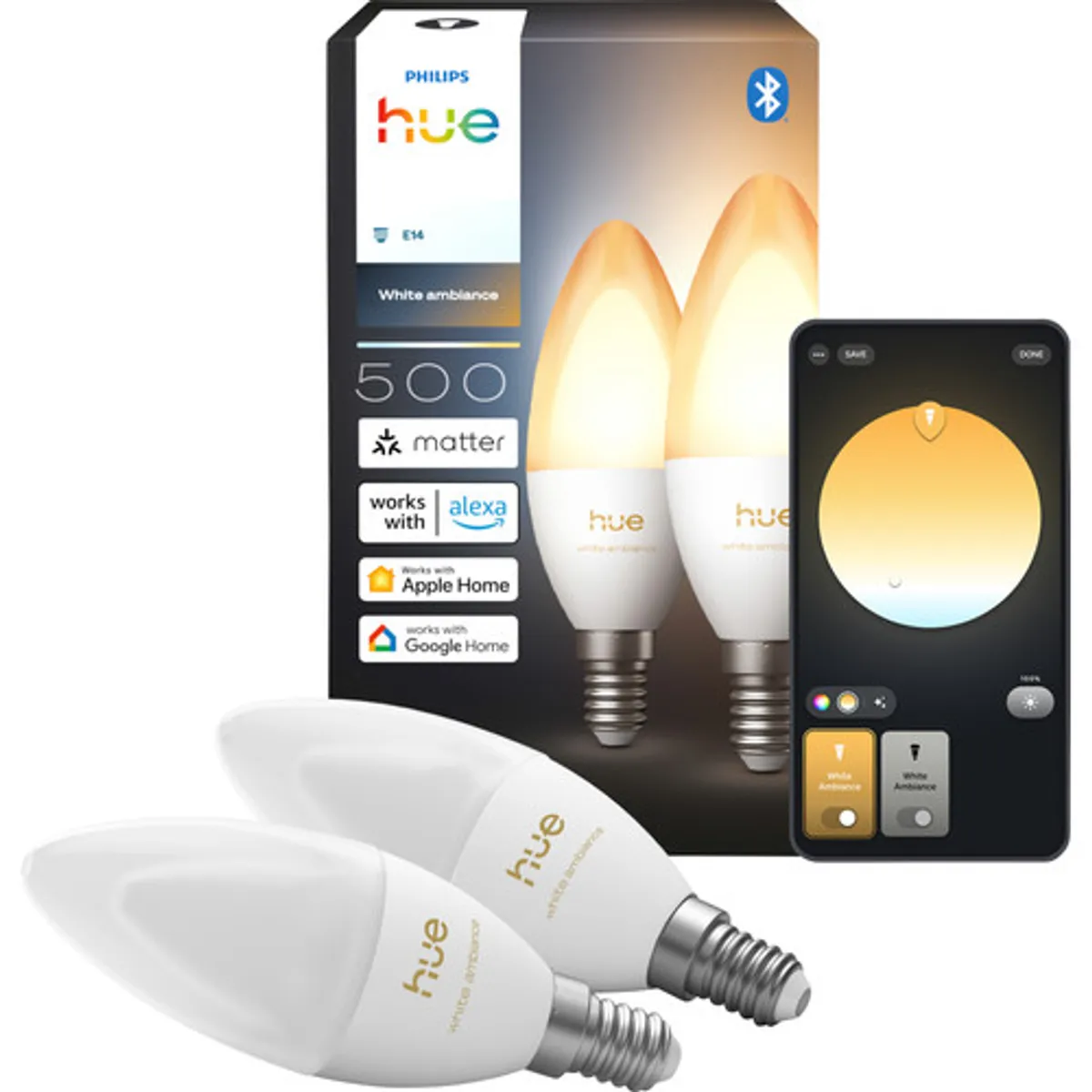 Philips Hue Kaarslamp White Ambiance E14 Duo Pack