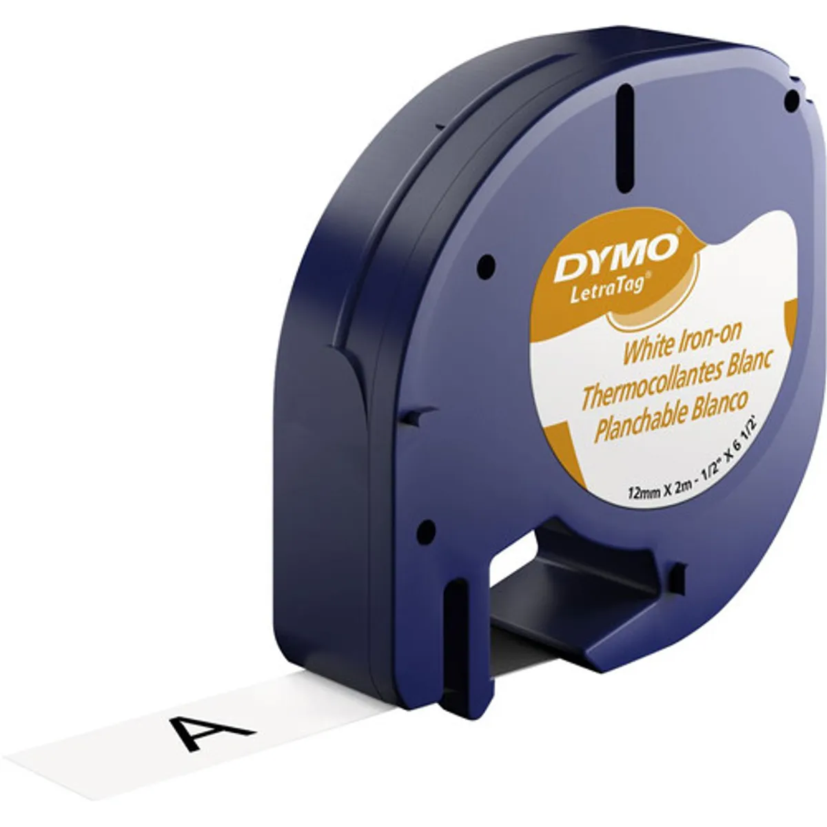 DYMO LetraTag Lettertape 12mm x 2m Opstrijkbaar Zwart Wit