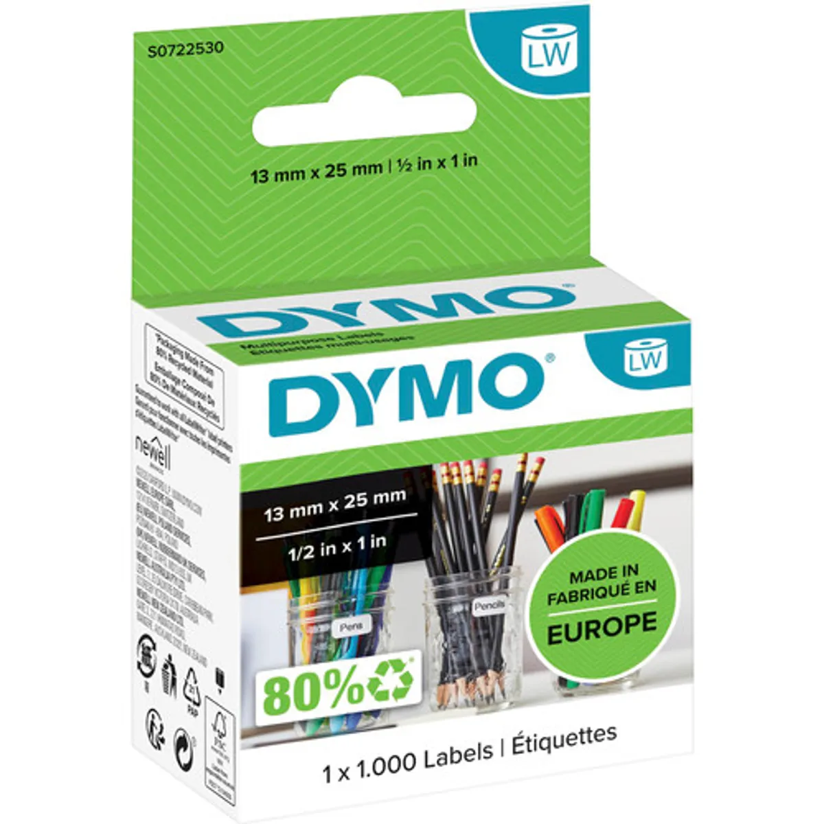 DYMO Verwijderbaar Etiket 13x25mm 1000 stuks