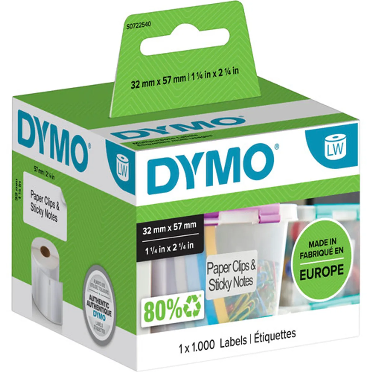DYMO Verwijderbaar Etiket 32x57mm 1000 stuks