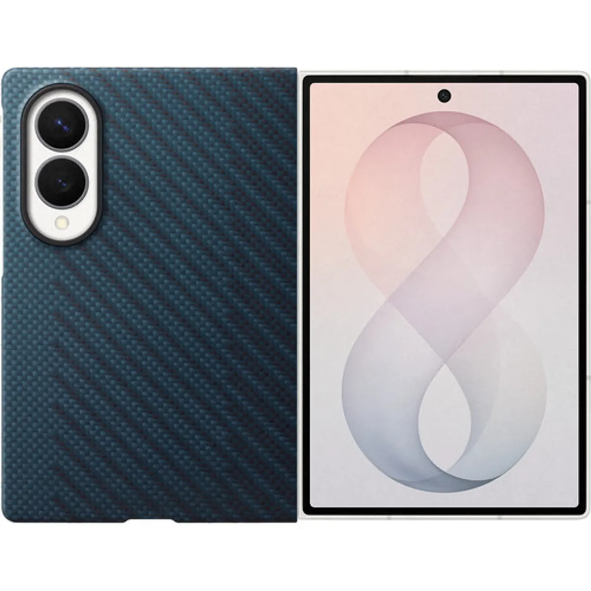 Samsung Galaxy Z Fold 8 Carbon Back Cover met Magneet Blauw