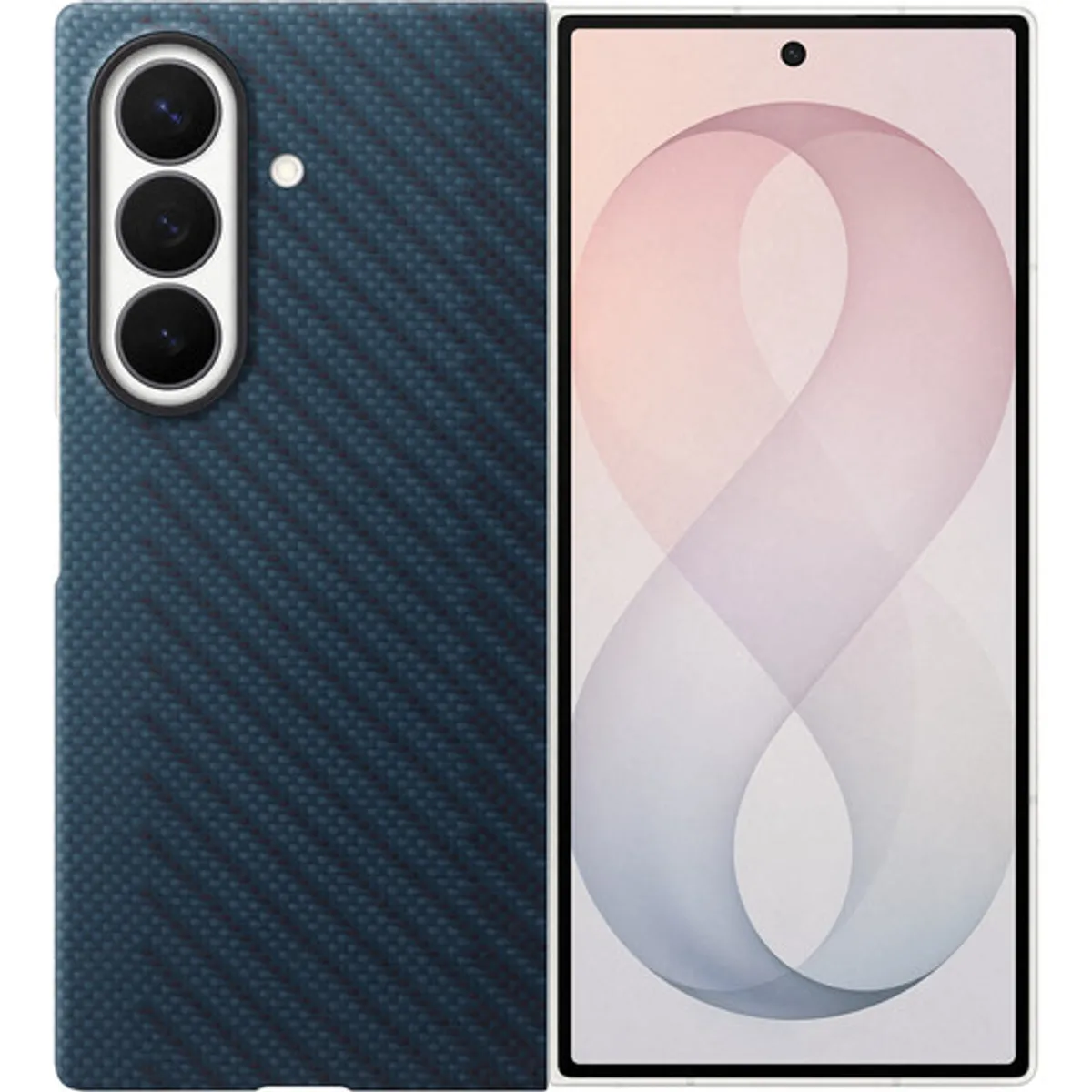 Samsung Galaxy Z Fold 8 Ultra Carbon Back Cover met Magneet Blauw