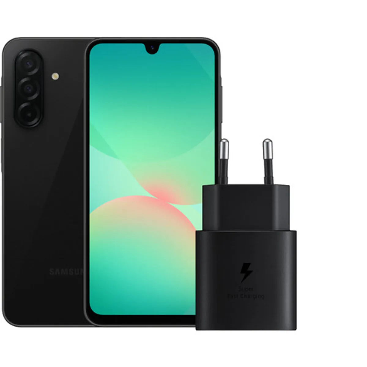Samsung Galaxy A26 128GB Zwart 5G + Samsung Oplader 25 Watt Zwart