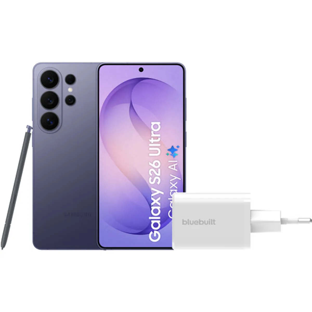 Samsung Galaxy S26 Ultra 1TB Donkerblauw 5G + BlueBuilt Oplader 65 Watt Wit
