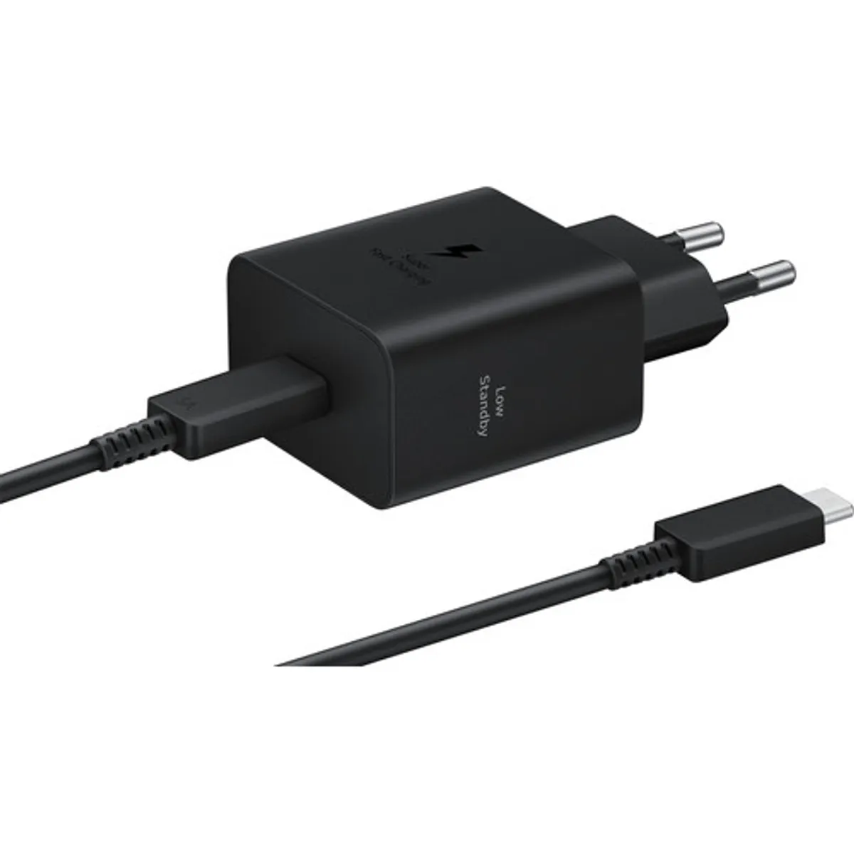 Samsung Super Fast Charging Oplader 45W Zwart + Usb C Kabel 1,8m Zwart Kunststof