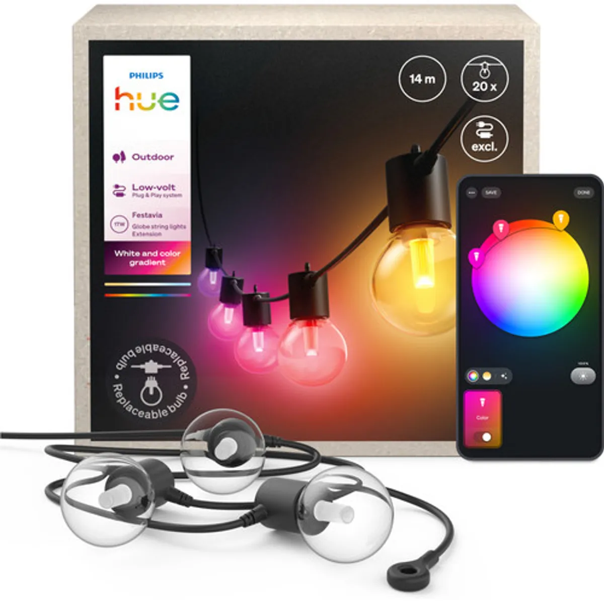 Philips Hue Festavia Globe Lichtsnoer - 14 meter - Uitbreiding