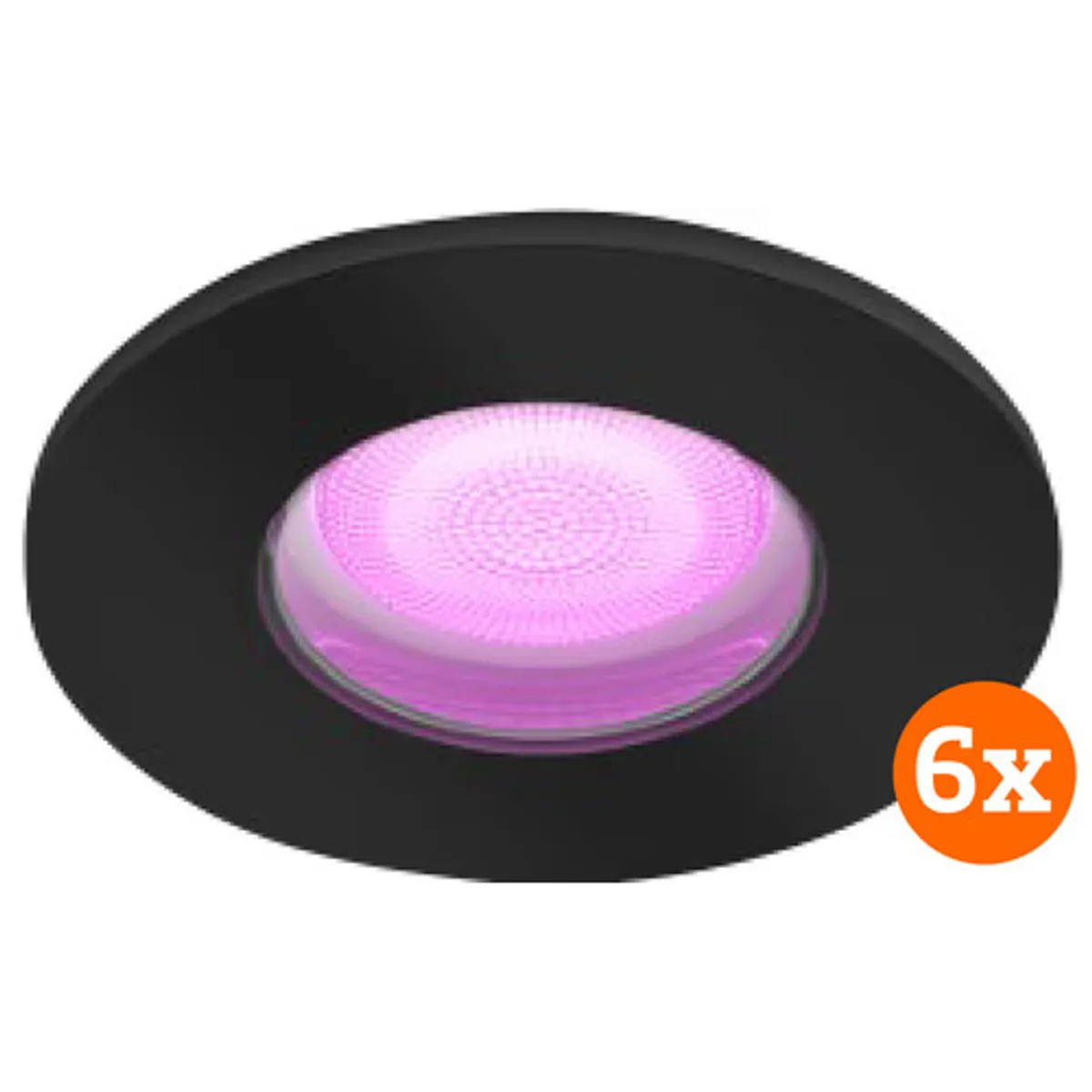 Philips Hue Xamento badkamer inbouwspot White and Color - Zwart - Rond 6-pack