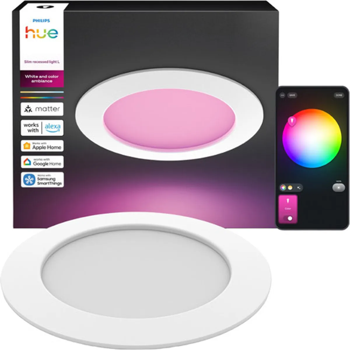 Philips Hue Inbouwspot Slim - White and Color - 170mm - Wit