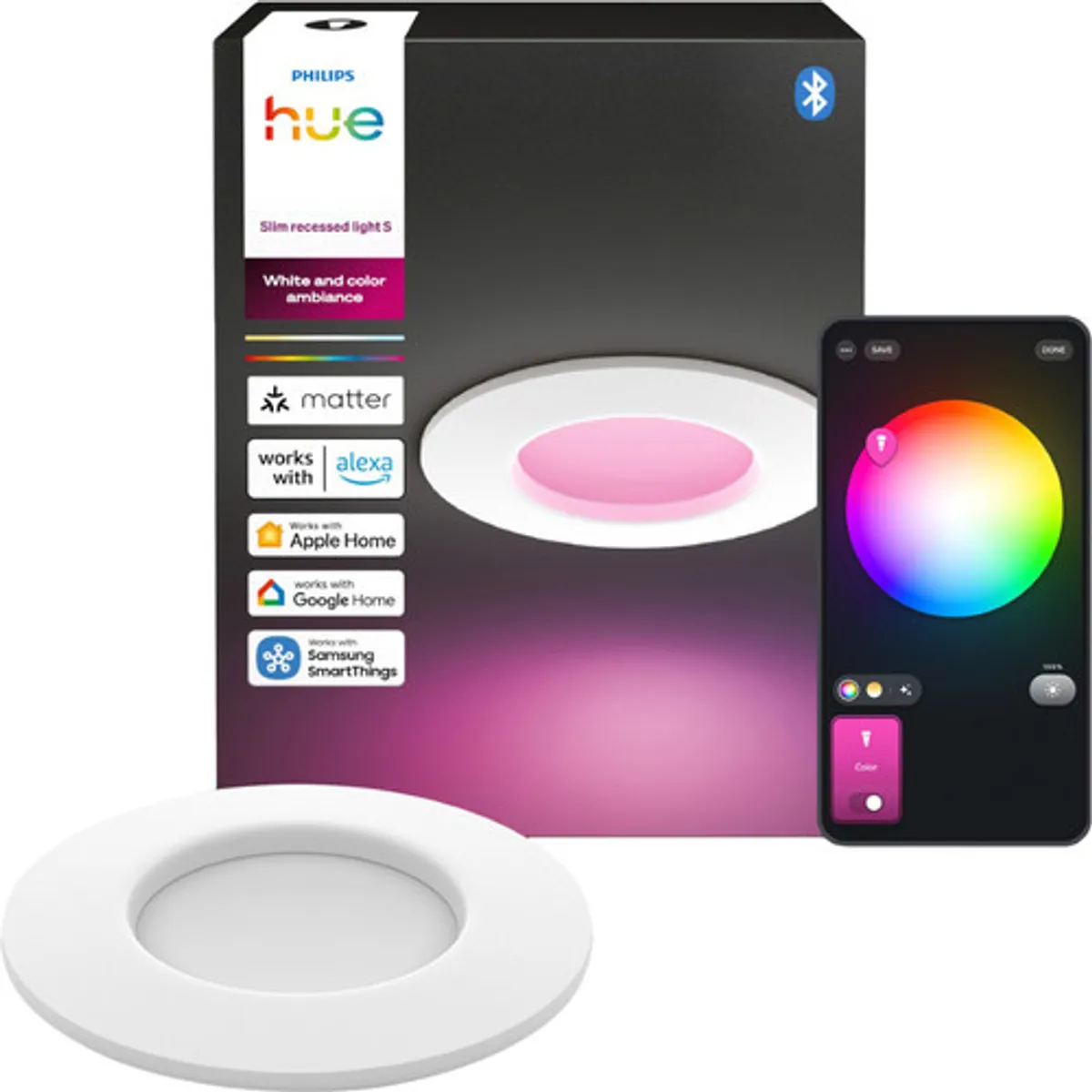 Philips Hue Inbouwspot Slim - White and Color - 90mm - Wit