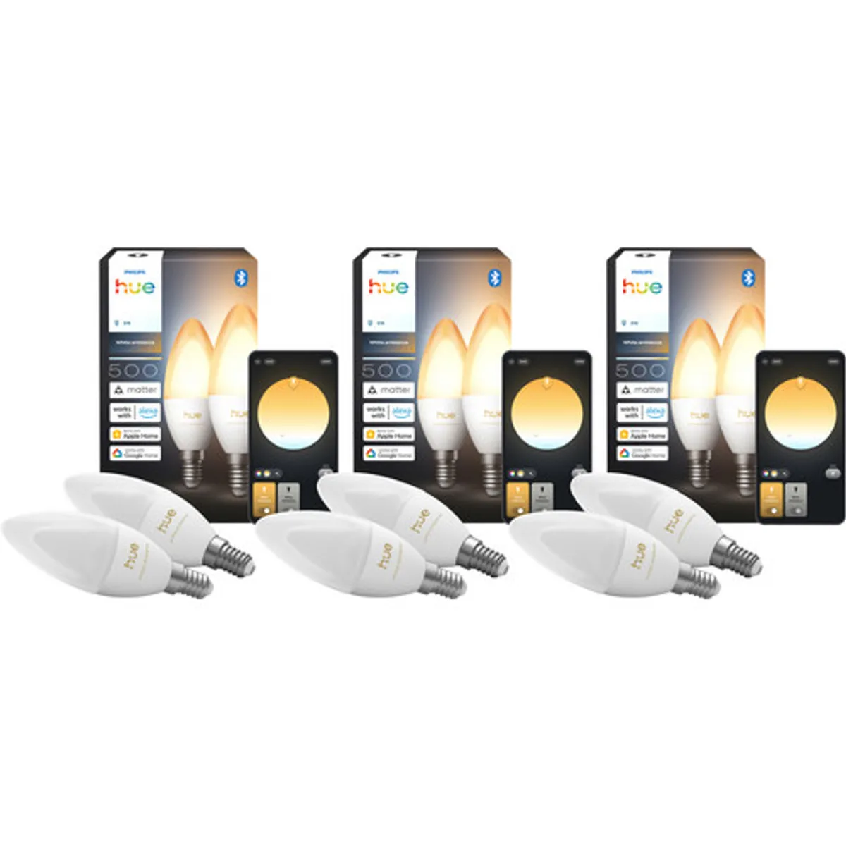 Philips Hue Kaarslamp White Ambiance E14 6-Pack
