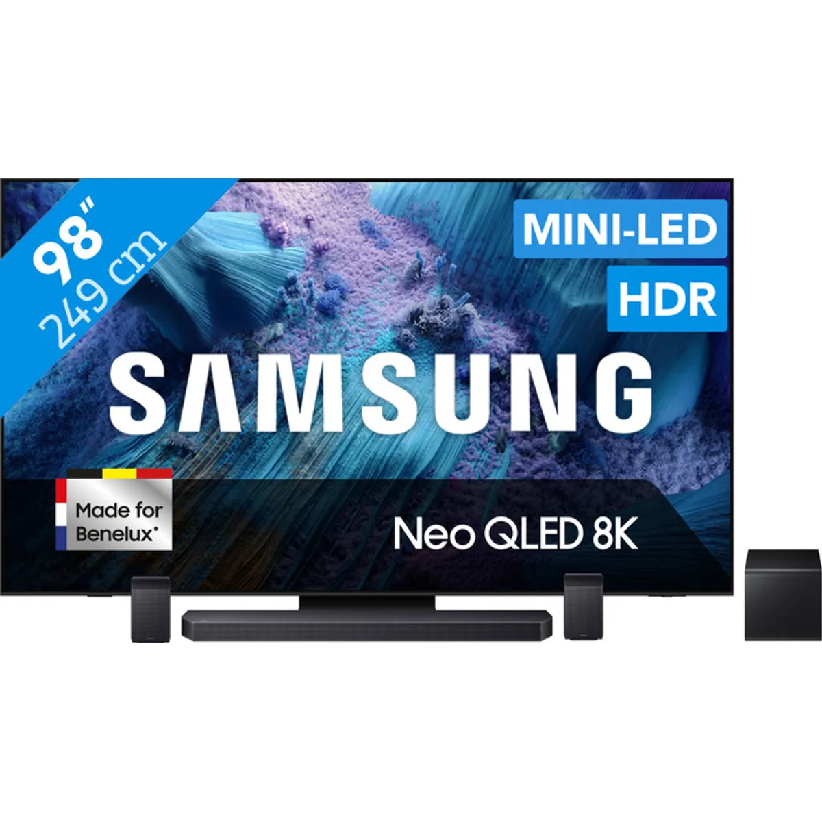 Samsung 98" Neo QLED QN990F 8K (2025) + Samsung HW-Q930F Zwart