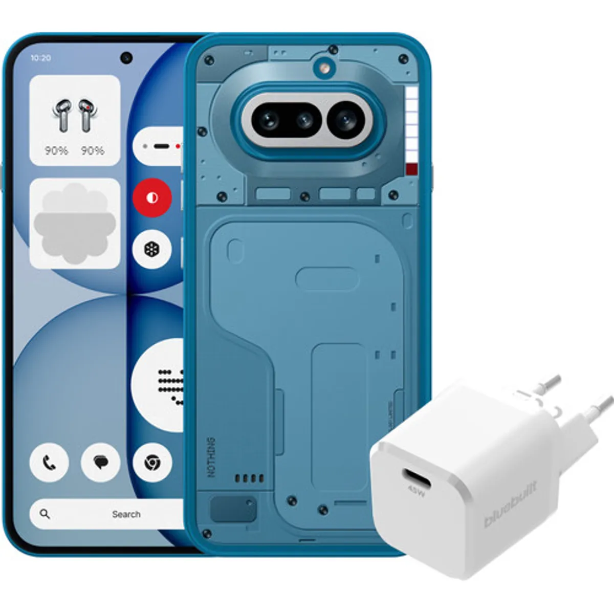 Nothing Phone (4a) 256GB Blauw 5G + BlueBuilt Oplader met Usb C Poort 45W Wit