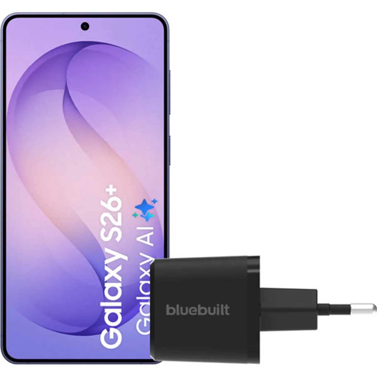 Samsung Galaxy S26 Plus 256GB Donkerblauw 5G + BlueBuilt Oplader 45 Watt Zwart