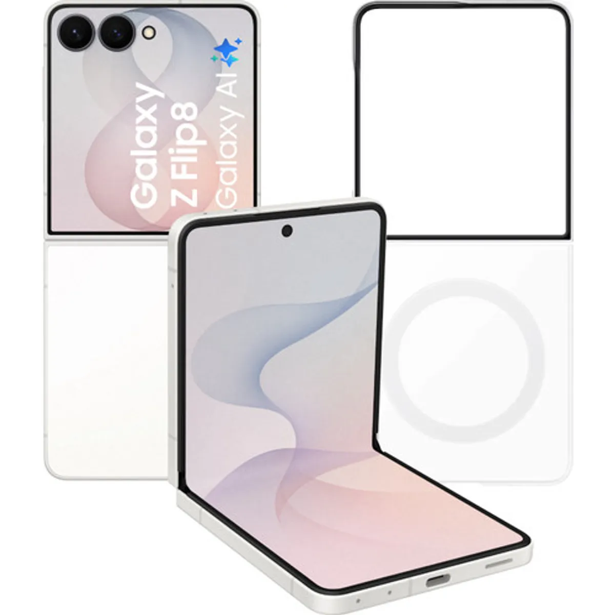 Samsung Galaxy Z Flip 8 512GB Wit 5G + Samsung Back Cover met Magneet Transparant