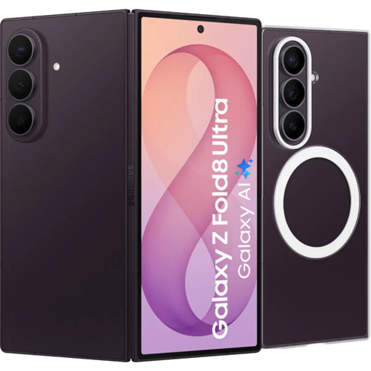 Samsung Galaxy Z Fold 8 Ultra 256GB Paars 5G + Carbon Back Cover met Magneet Zwart