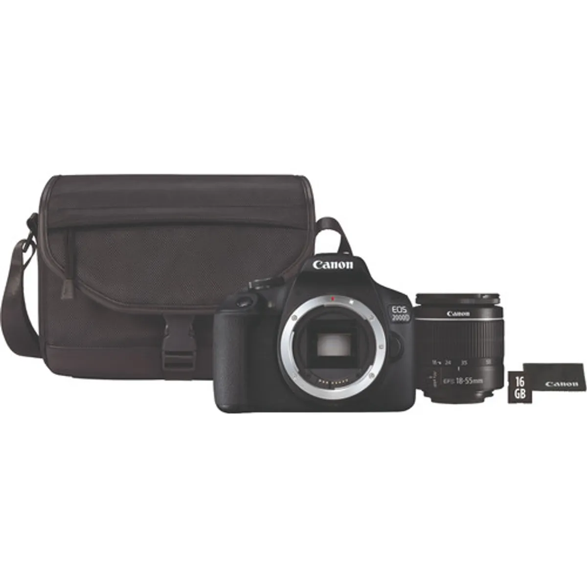 Canon EOS 2000D + 18-55mm f/3.5-5.6 DC III + Tas + 16GB Geheugenkaart