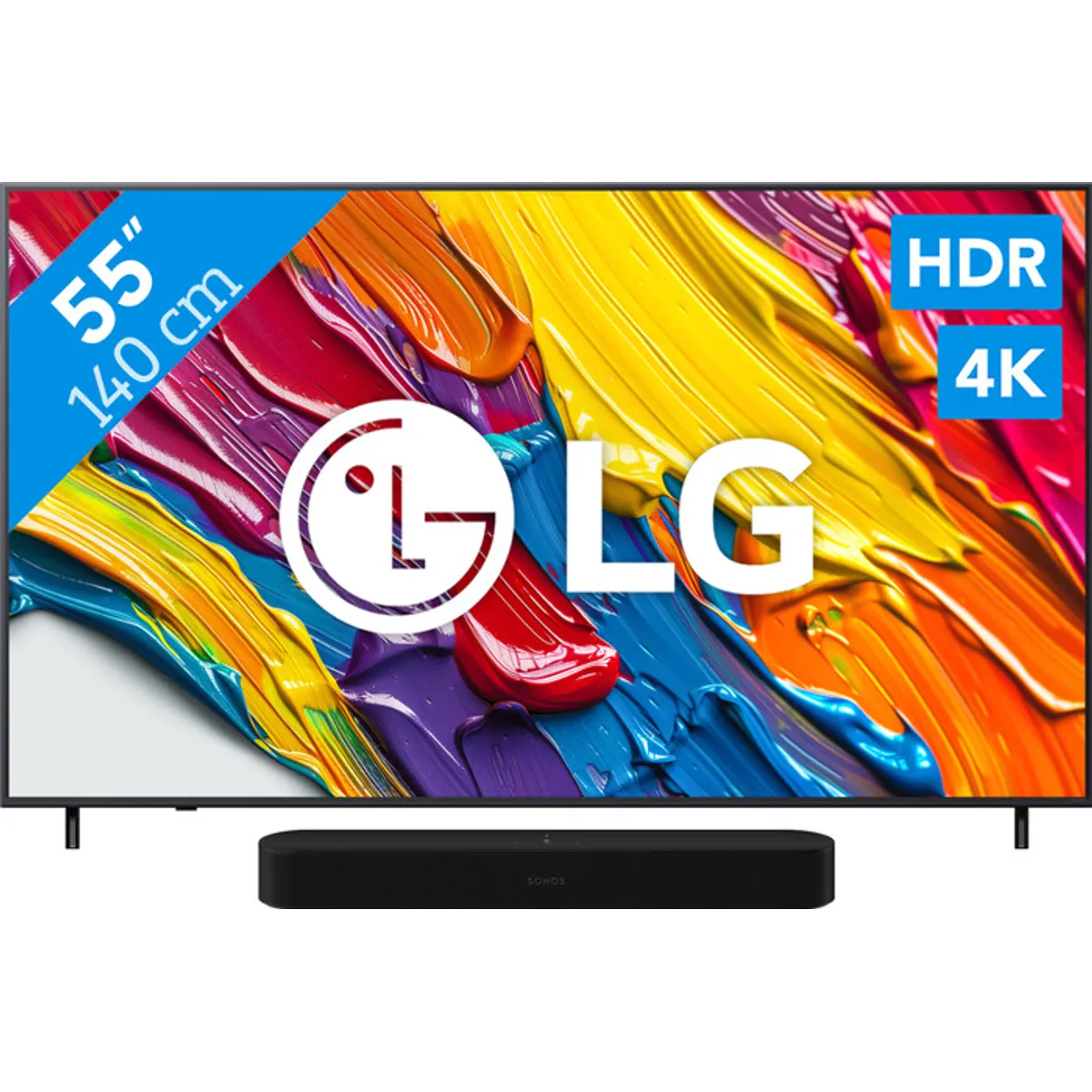 LG 55" QNED82 4K (2025) + Sonos Beam Gen2 Zwart