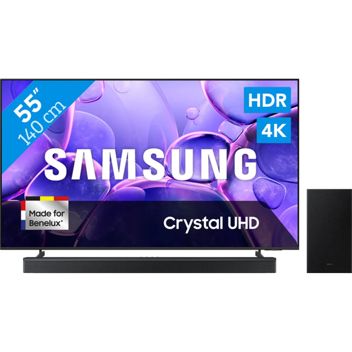 Samsung 55" Crystal UHD U8070F (2025) + Samsung HW-B750F Zwart