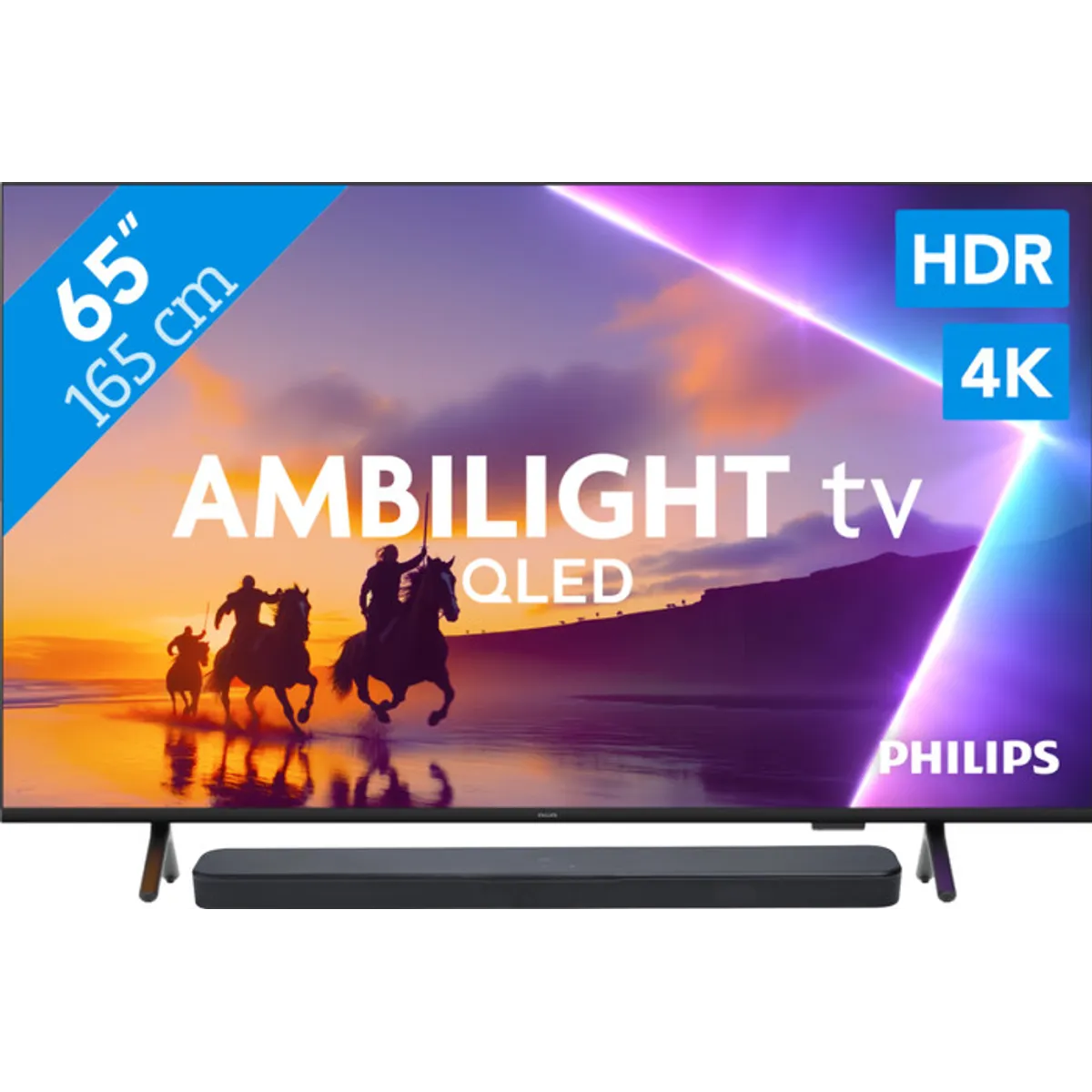 Philips Ambilight 65" PUS8500 QLED 4K (2025) + JBL Bar 300 MK2 Zwart