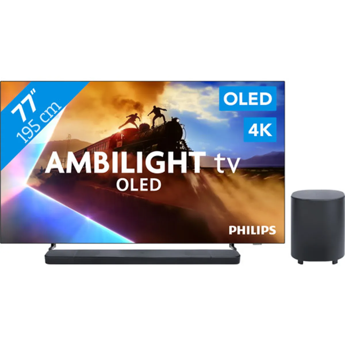 Philips Ambilight 77'' OLED760 4K (2025) + JBL Bar 1000 MK2 Zwart